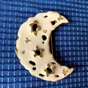 Crescent 🌙 Moon Enameled with “bling” Pin